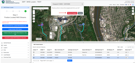 nhdlocator - Remove snapped point confirmation
