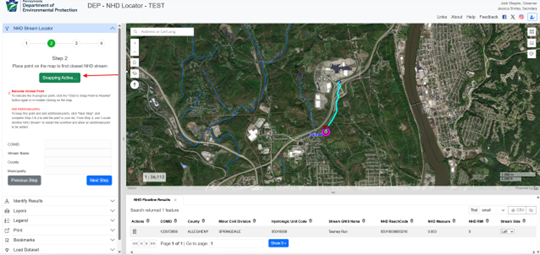 nhdlocator - snap active